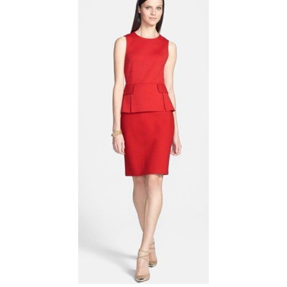 St.John Peplum Dress in Venetian Red Size 8 / Exellent